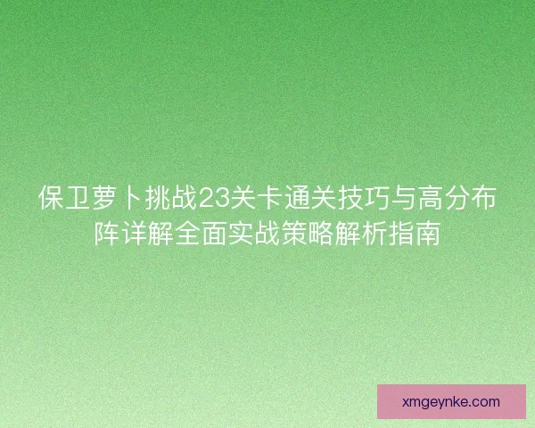 保卫萝卜挑战23关卡通关技巧与高分布阵详解全面实战策略解析指南